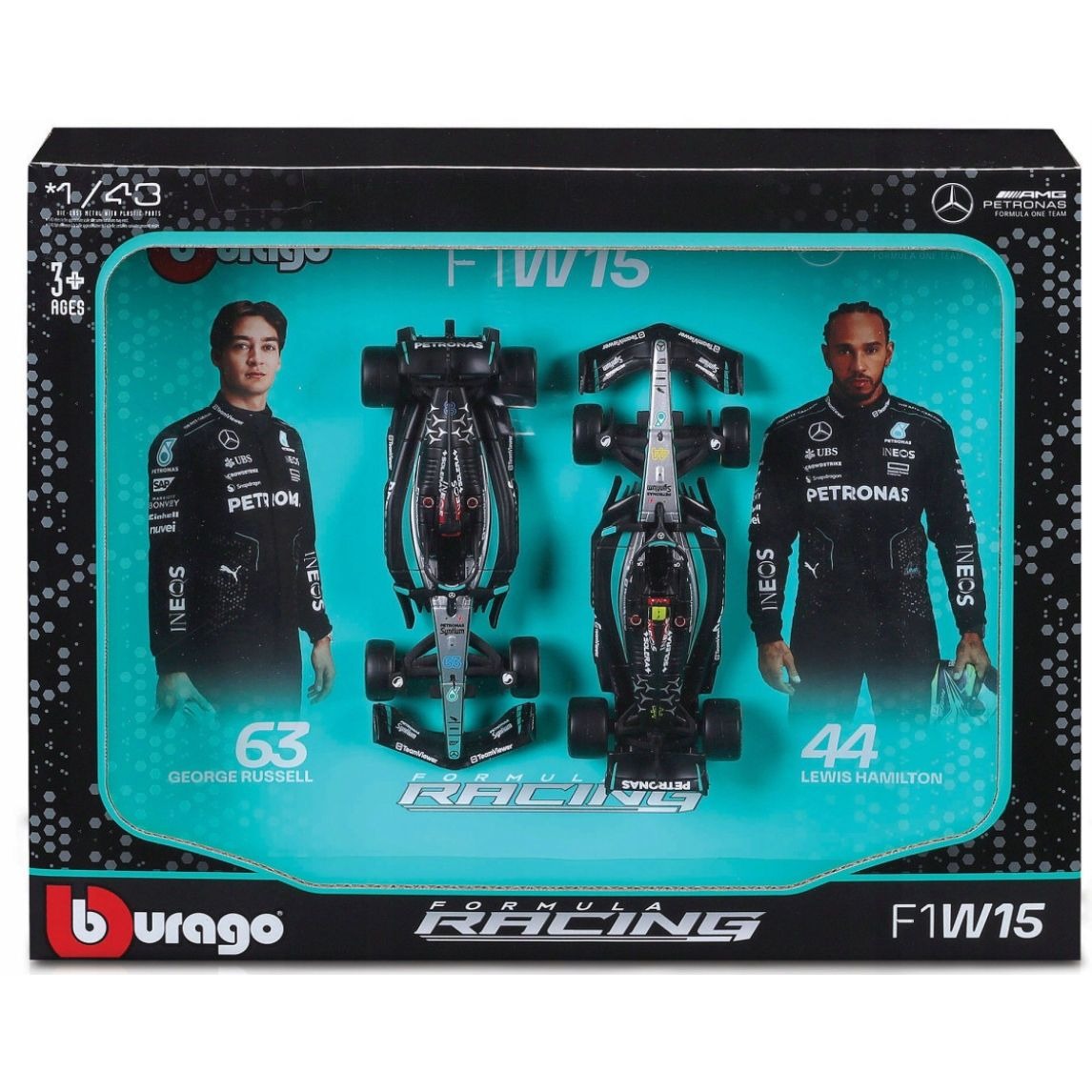 Bburago F1 Gift Set 1:43 2024 Mercedes AMG W15 - 2 piece Gift Pack