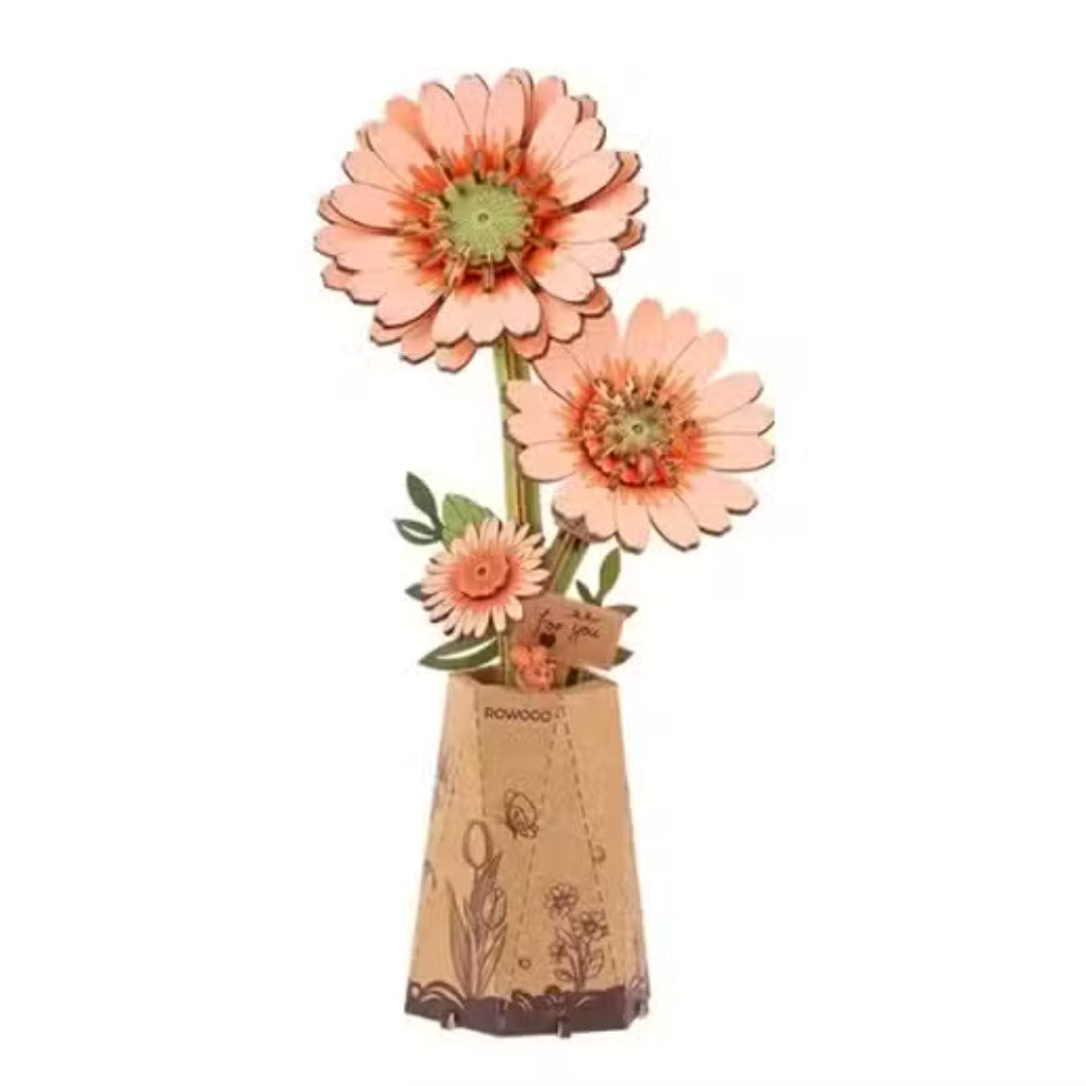 Robotime - Rowood DIY Wooden Flower Bloom Light Orange Gerbera