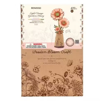 Robotime - Rowood DIY Wooden Flower Bloom Light Orange Gerbera