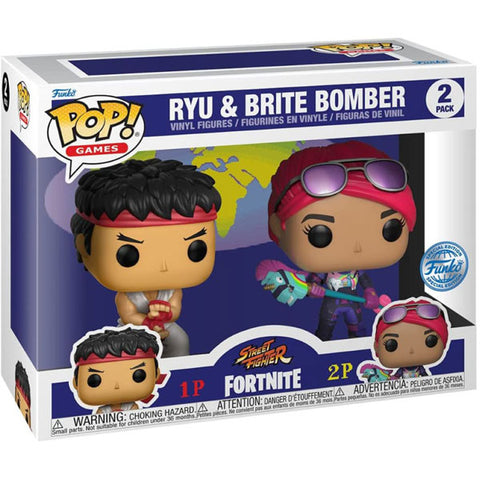 Image of Street Fighter x Fortnite - Ryu & Brite Bomber US Exclusive Pop! 2-Pack