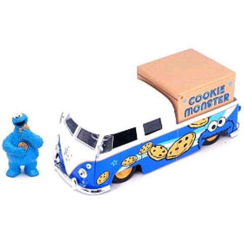 Image of Sesame Street - Cookie Monster with 1962 Volkswagen Bus Pickup 1:24th Scale Hollywood Ride