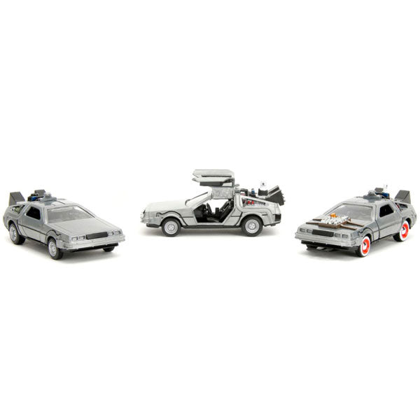 Back to the Future - DeLorean Time Machine 1:32 Scale Hollywood Ride 3-Pack