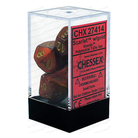 Image of Chessex Polyhedral 7-Die Set Scarab Scarlet/Gold