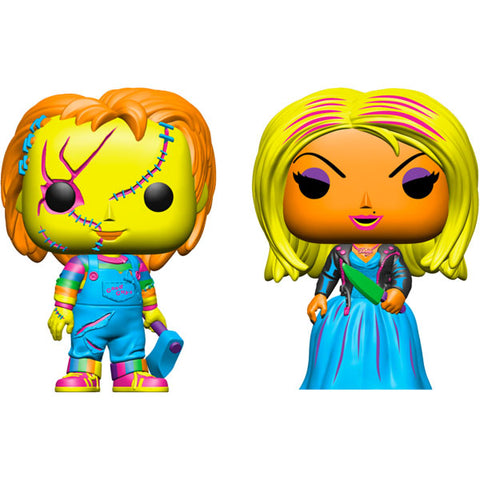 Image of Childs Play 4: Bride of Chucky - Chucky & Tiffany Black Light US Exclusive Pop! 2-Pack