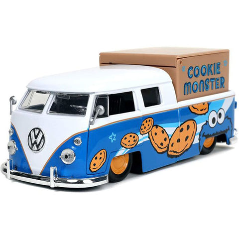Image of Sesame Street - Cookie Monster with 1962 Volkswagen Bus Pickup 1:24th Scale Hollywood Ride